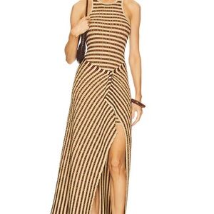 Nanushka Tan and Black Striped Maxi Dress